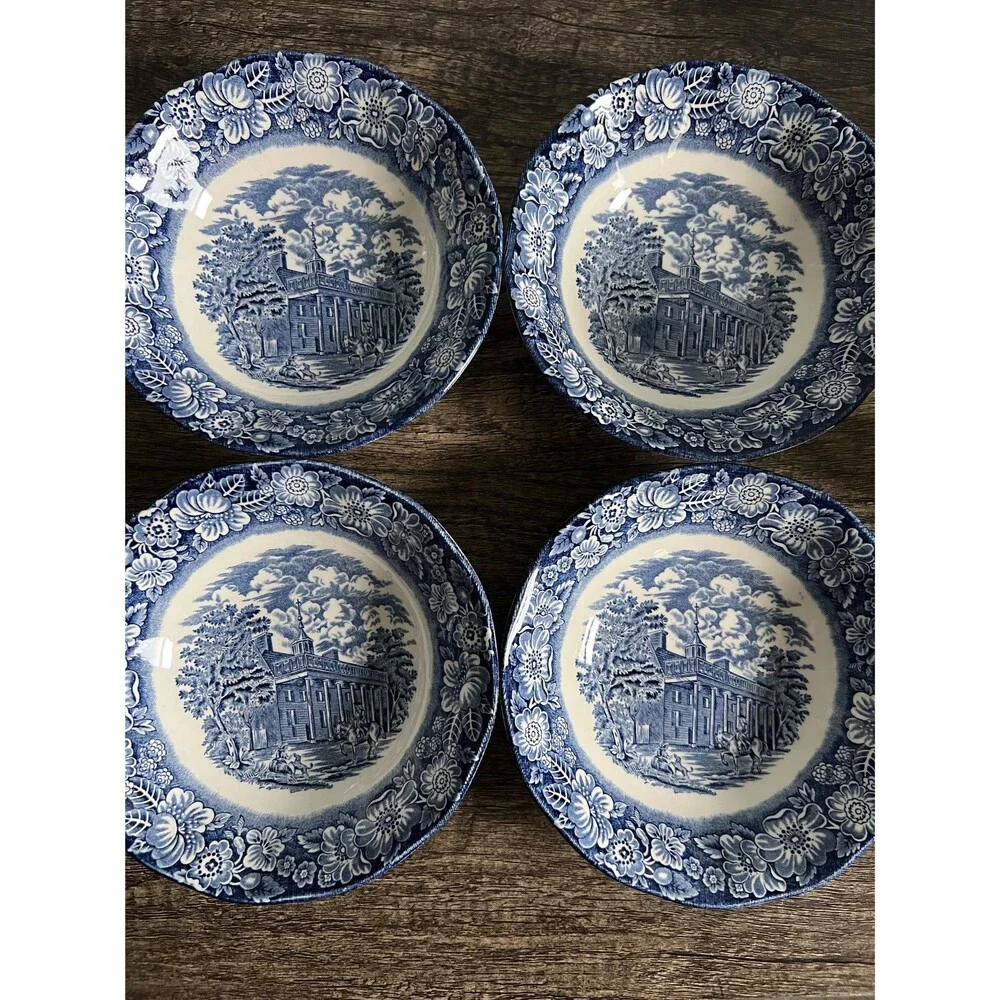 Blue and White Liberty Blue, Historical Colonial Scenes Collection Bowl